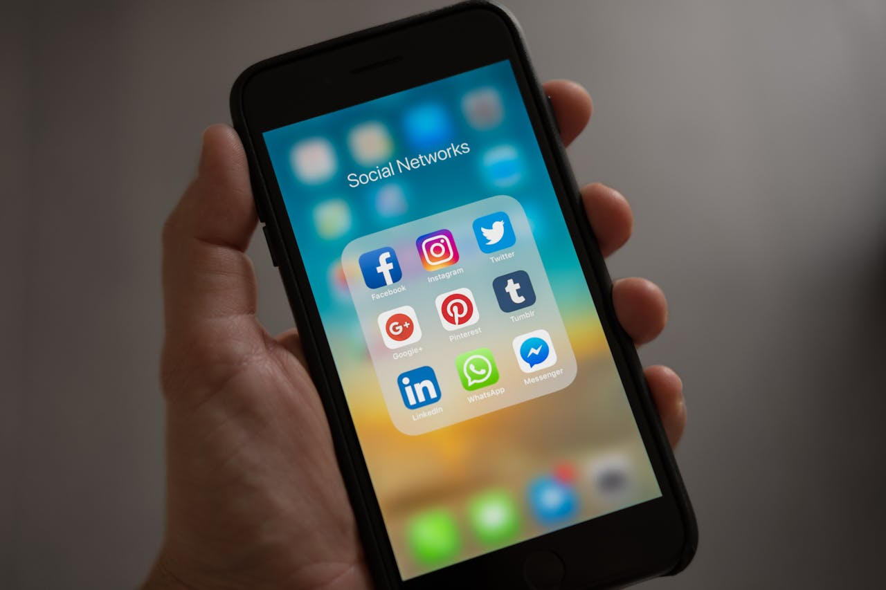 Social media icons on phone